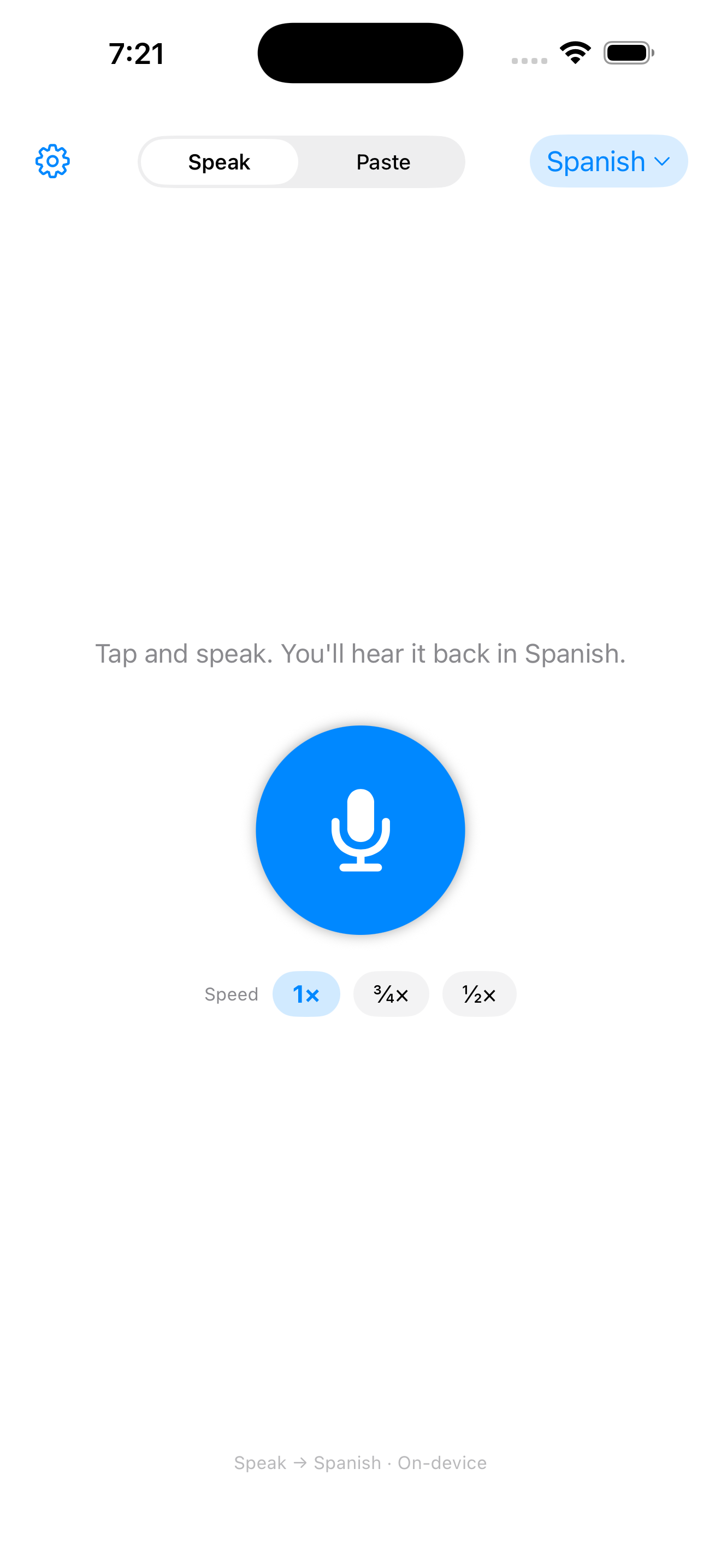 Speak screen